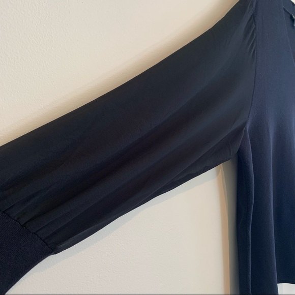 Talbots Dressy V Neck Sweater With Sheer Sleeves - Picture 2 of 11